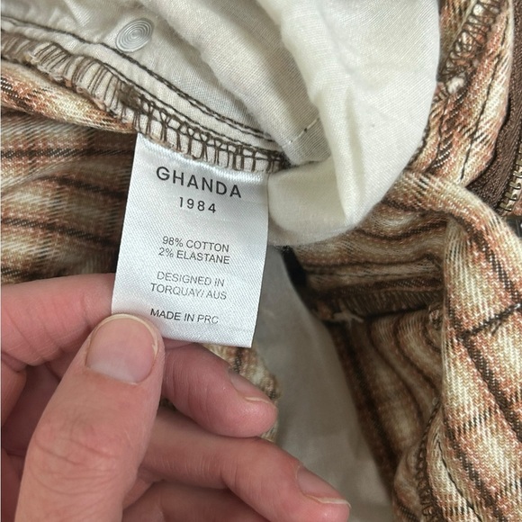 Ghana Wide Leg Flared Plaid Jeans Pants Bell Bottoms Size UK 6 US 2 High Waisted - Picture 9 of 13